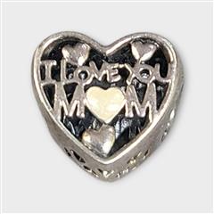 Pandora I Love You Mom Mum Heart Silver Sterling MOM Charm S925
